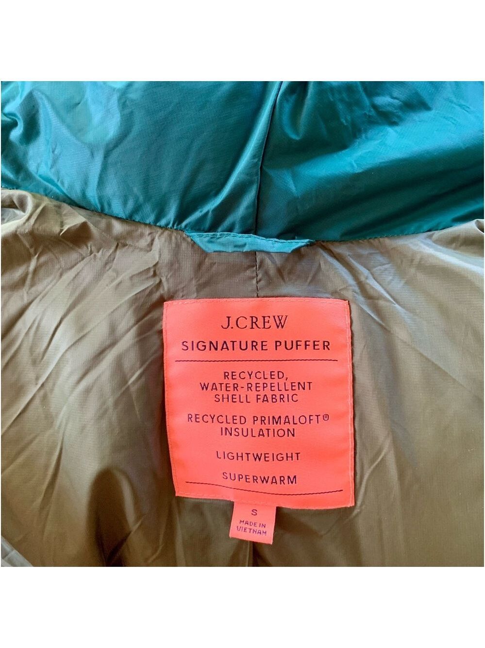 J. CREW Teal Signature Puffer Coat - Picture 8 of 8